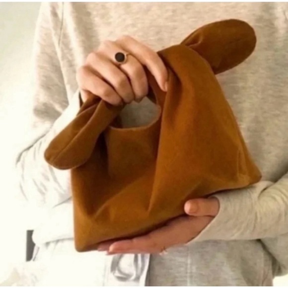 Merit Corduroy Minimalist Makeup Bag Beauty Signature Knotted Satchel Boho Brown - Picture 1 of 9